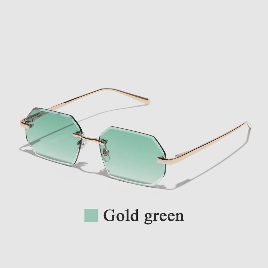 Ruiao Sunglasses Men Brand Designer Fashion Rimless Sun Glasses Shades Diamond Cut Lens Ladies Frameless Metal Eye Glasses