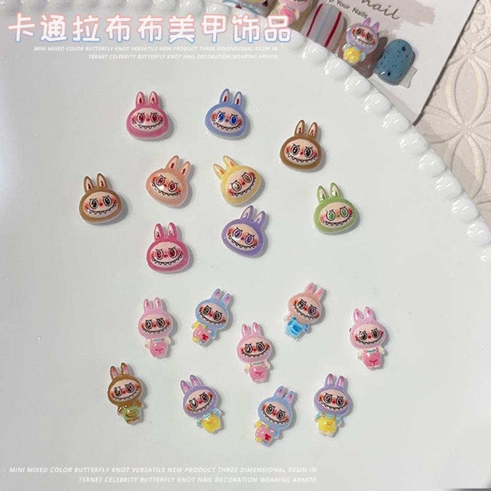 Cartoon Animal Rabbit Manicure Jewelry Cute Cartoon Resin Face DIY Wear Nail Drill Small Accessories