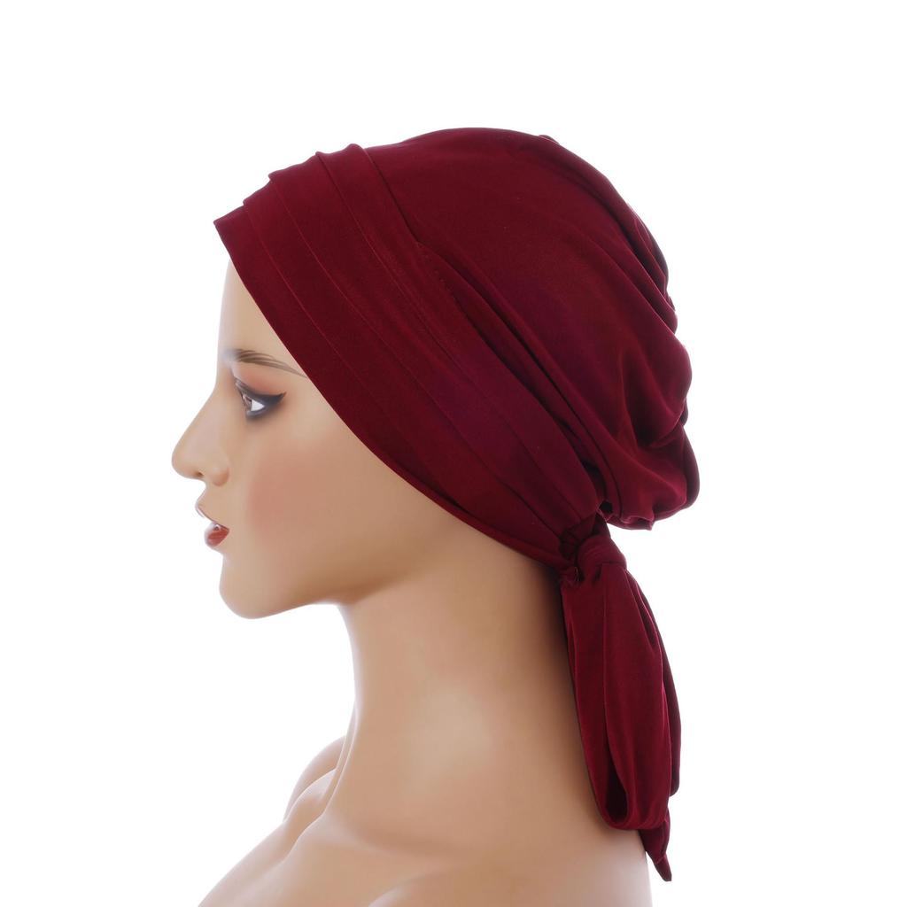 Women's Suede Solid Color Long-Tailed Beanie Hat for Autumn and Winter