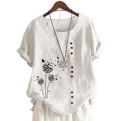 Очаровательная женская повседневная футболка с 11 яркими принтами и пуговицами