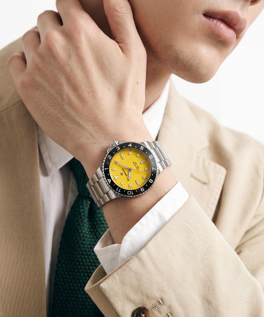 Diwodeu Dw-208-Ye Spino Diver 300 Sunrise Yellow Men'S Metal Wristwatch