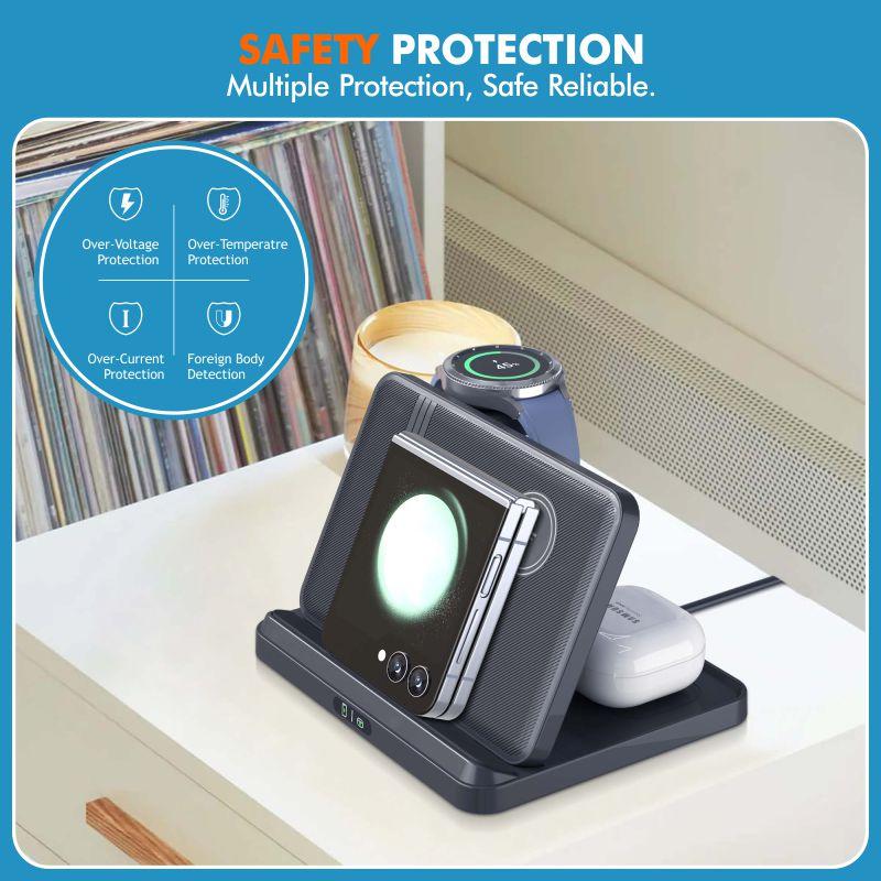 3 в 1 беспроводная зарядная подставка для Samsung Z Fold Zflip5 S24 S23 Ultra Galaxy Watch 6 5 Buds2 складная док-станция для быстрой зарядки