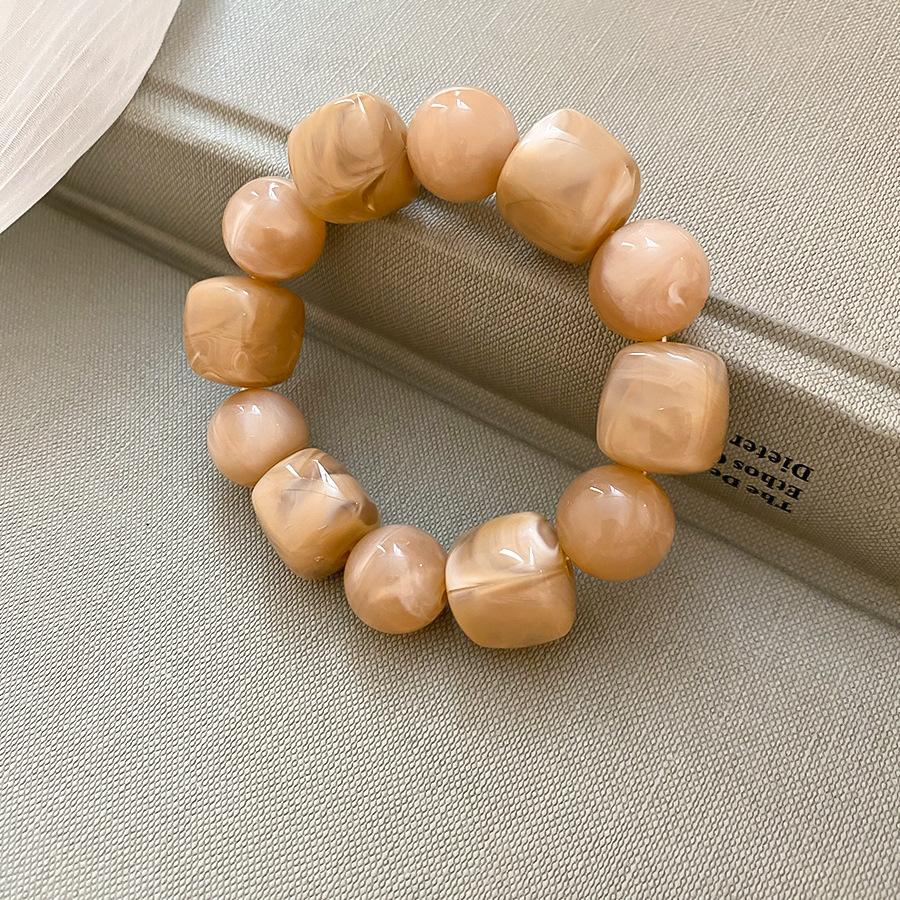 Irregular Imitation Marble Oval Acrylic Beads Bracelets Smudging Elastic Beaded Strand Bracelet Bangles Trendy Stack Jewelry D