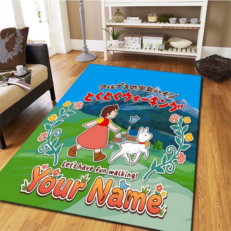 Heidi Alps Cartoon Custom Name Carpet Rug For Living Room Bedroom Home Sofa Decoration Kids Play Nonslip Floor Mat