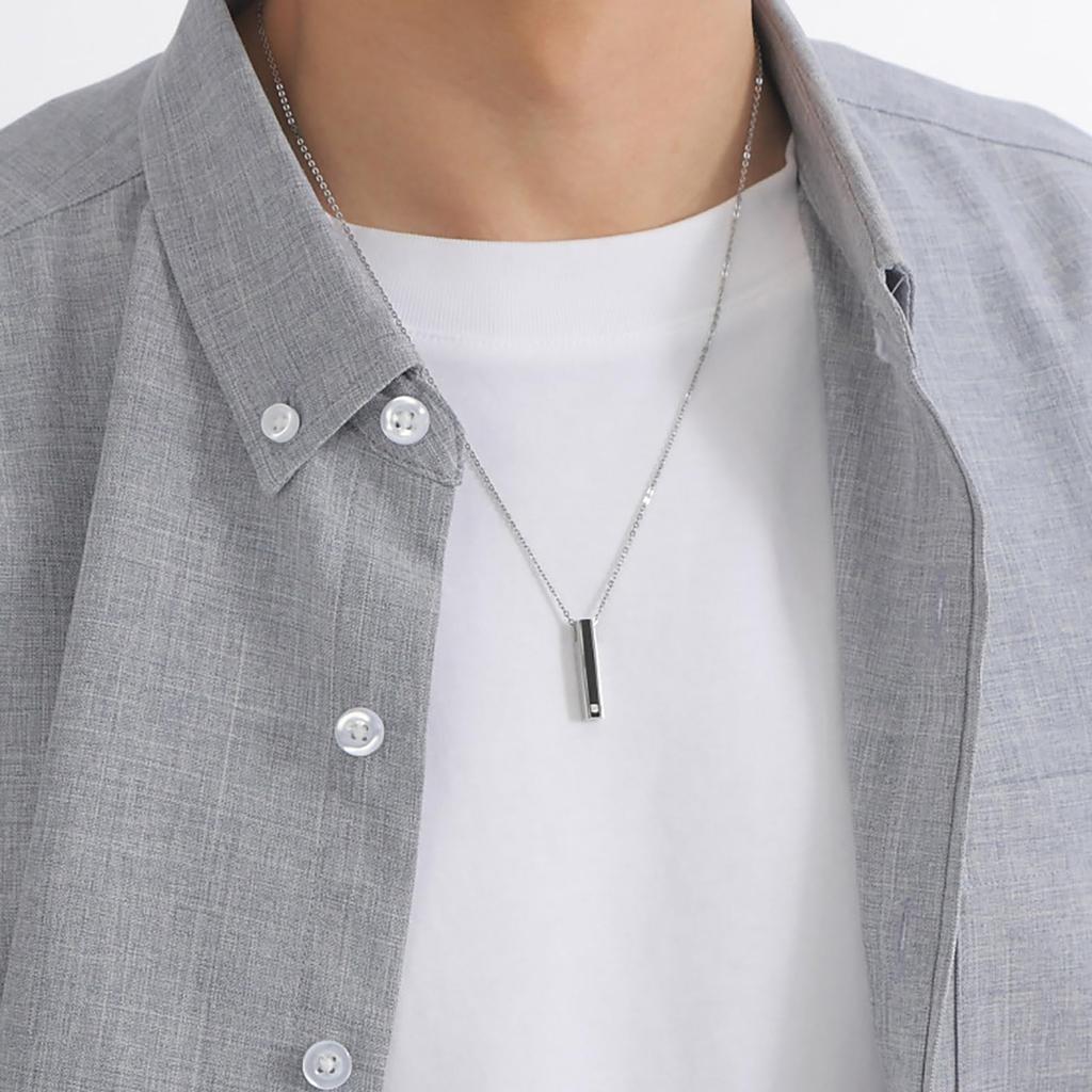 Pair set of stainless square surgical stainless cubic pink 4SUP116GO 4SUP116BK [White Clover] necklaces, always-on, 2, allergy-free, steel,