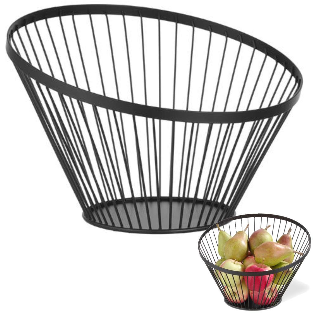 Wire fruit bowl basket black with matte coating, diameter 300 mm Hendi 427071