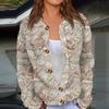 Women's Valentine's Day Print Long Sleeve Knit Cardigan Button Jacket