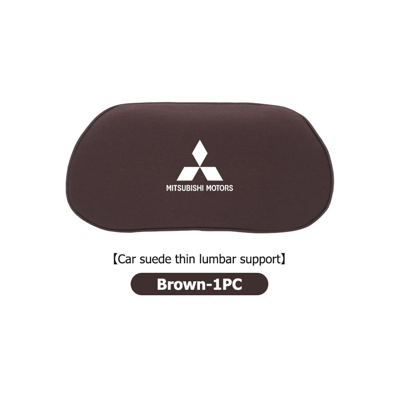 dnsh2 For Mitsubishi Car Logo Suede Seat Non-slip Back Cushion Lumbar Pad Waist Protection Mat Outlander Lancer Cross Colt Xpander