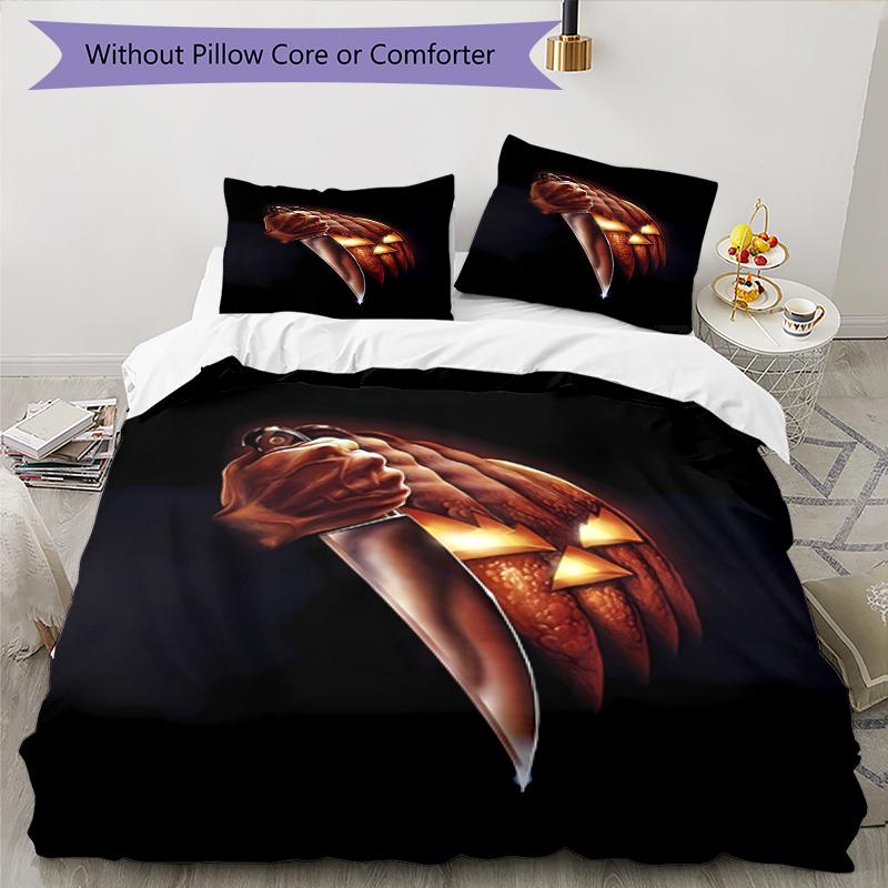 3pcs Halloween horror Bedding Set Duvet Cover Closure Includes 1 Duvet Cover & 2 Pillowcases, Soft and Comfortable for All Seasons.