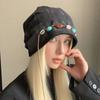 Hot Sale Women Fashionable Gem Chain Decorated Solid Color Versatile Outdoor Photography Autumn Winter Warm Retro Stacked Hat