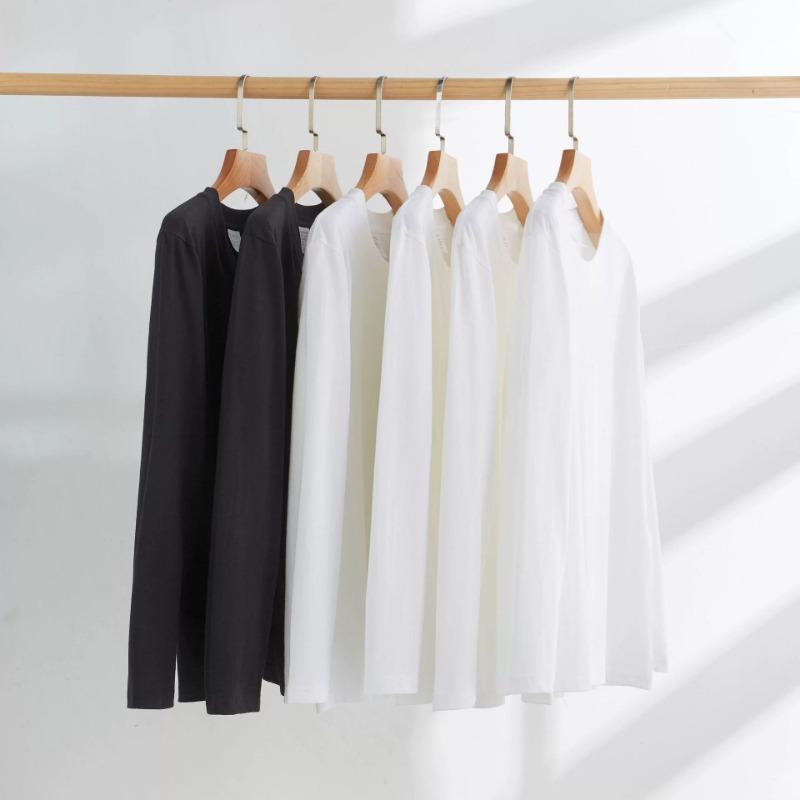 Хлопковая футболка с длинным рукавом, женская, свободного кроя, с круглым вырезом, универсальный топ