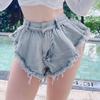 Летние женские джинсовые шорты, повседневные свободные рваные джинсы, шорты, джинсовые шорты, брюки