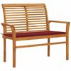 VidaXL Solid Teak Garden Bench with Cushion Outdoor Furniture Patio Bench Garden Furniture Terrace Bench Red 3062658