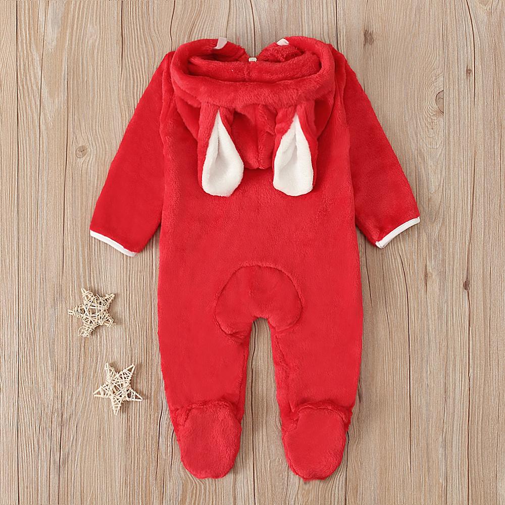 Флисовый хлопковый комбинезон с 3D заячьими ушками для маленьких мальчиков и девочек, комбинезон, осенне-зимняя теплая одежда для детей 0,5-3 лет