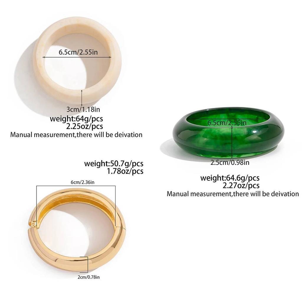 Salircon Vintage Irregular Resin Acrylic Thick Wide Bracelet Bangle Women Hip Hop Punk Exaggerated Heavy Metal Bangles Jewelry