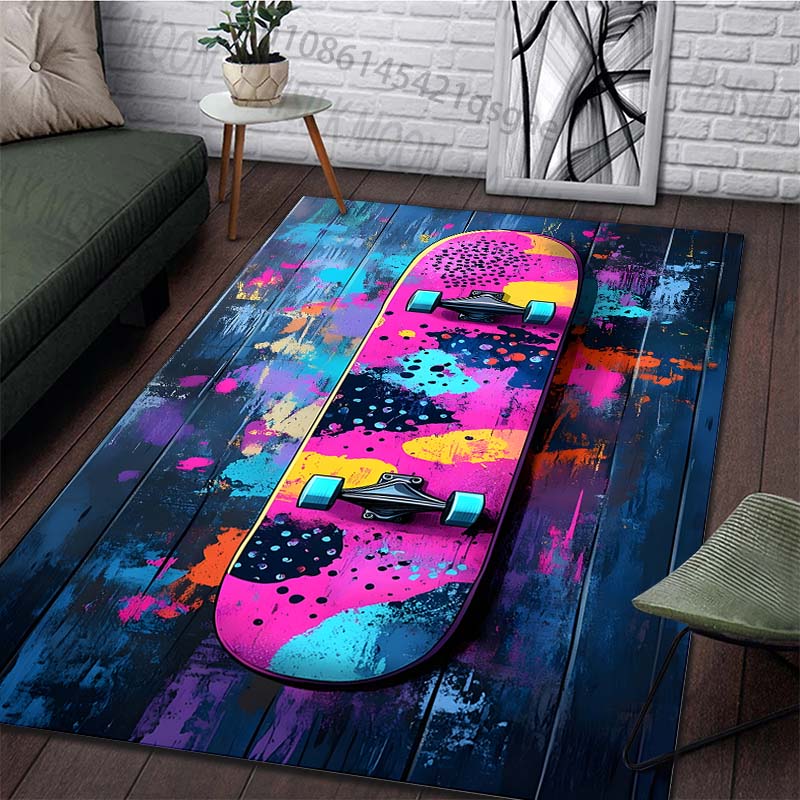 Creative Colorful Skateboard Print Rug Carpets for Bedroom Living Room Sofa Mat Door Mat Dressing Room Rugs Large Size
