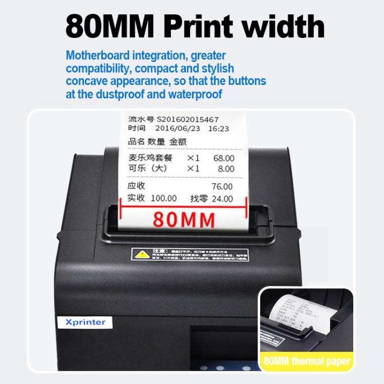 Xprinter N160II USB+WIFI Интерфейс 80мм 160мм/с Автоматический Термопринтер Чеков, UK Plug