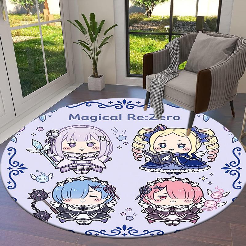 Re Zero Круглый ковер Ковер для гостиной спальни дивана игровой комнаты Декор Нескользящий коврик для пола