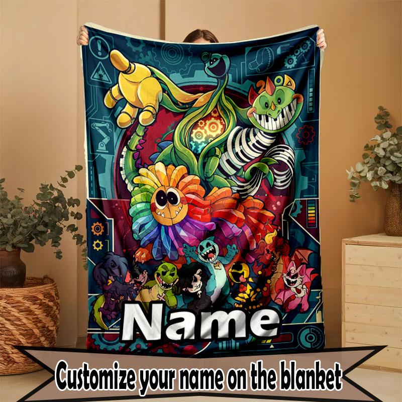Custom Name Personalized Poppy Playtime Print Blanket, Home Decor, Bedroom, Sofa, Camping, Couch, Gifts for Birthday Christmas