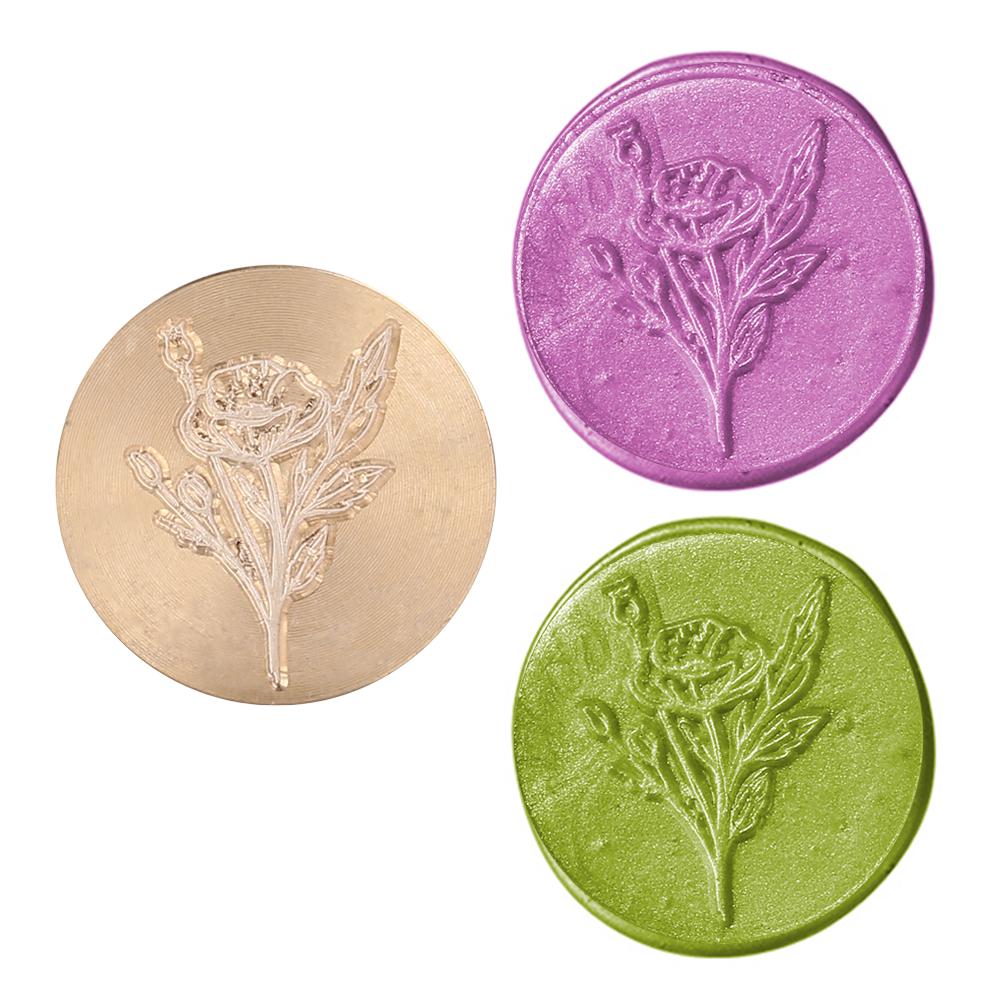 Специальный штамп для замены головы, винтажная огненная краска, растительный цветок, круглый сургуч для приглашений, скрапбукинга