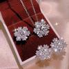 Корейские украшения из кристаллов циркония в форме снежинки, комплект из кольца, ожерелья и серег