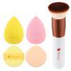 Foundation Brush with 4Pcs Makeup Sponges Flat Top Kabuki Brush Synthetic Professional Liquid Blending Powder Beauty Makeup Blender