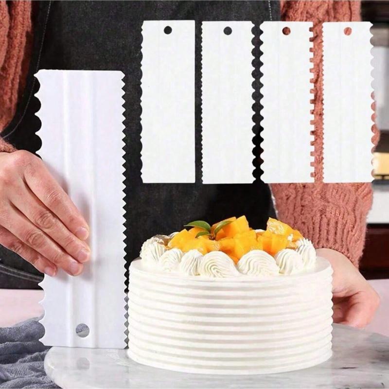 Набор скребков для торта 4 шт./1 набор, декоративный гребень и шпатель для глазури, пластиковый зубчатый скребок-полировщик