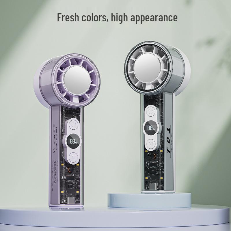 Portable High-Speed Handheld Fan with Digital Display and Cooling Ice Pack