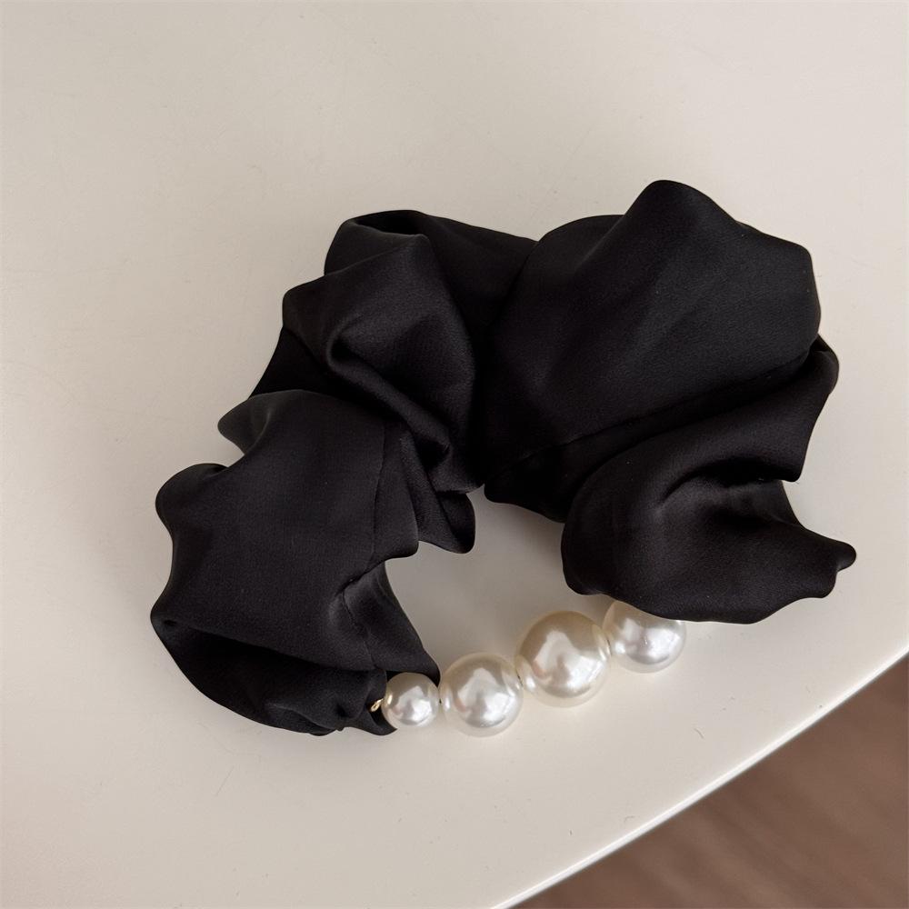 1pc Korean Version Gentle Temperament Pearl Border Large Intestine Circle Low Ponytail Headband Gold Label Hair Tie