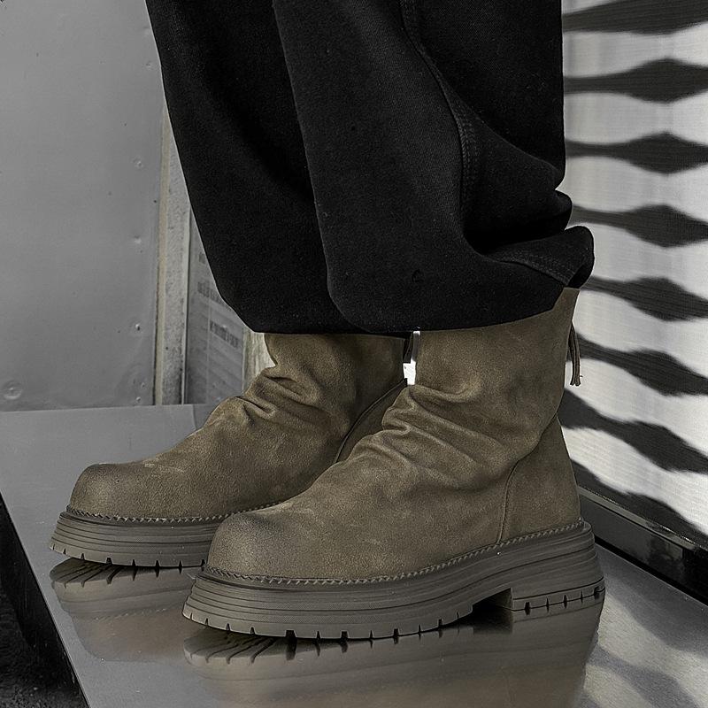 Martin boots 2024 autumn and winter new round head thin boots locomotive boots thick-soled short boots retro 97223-J