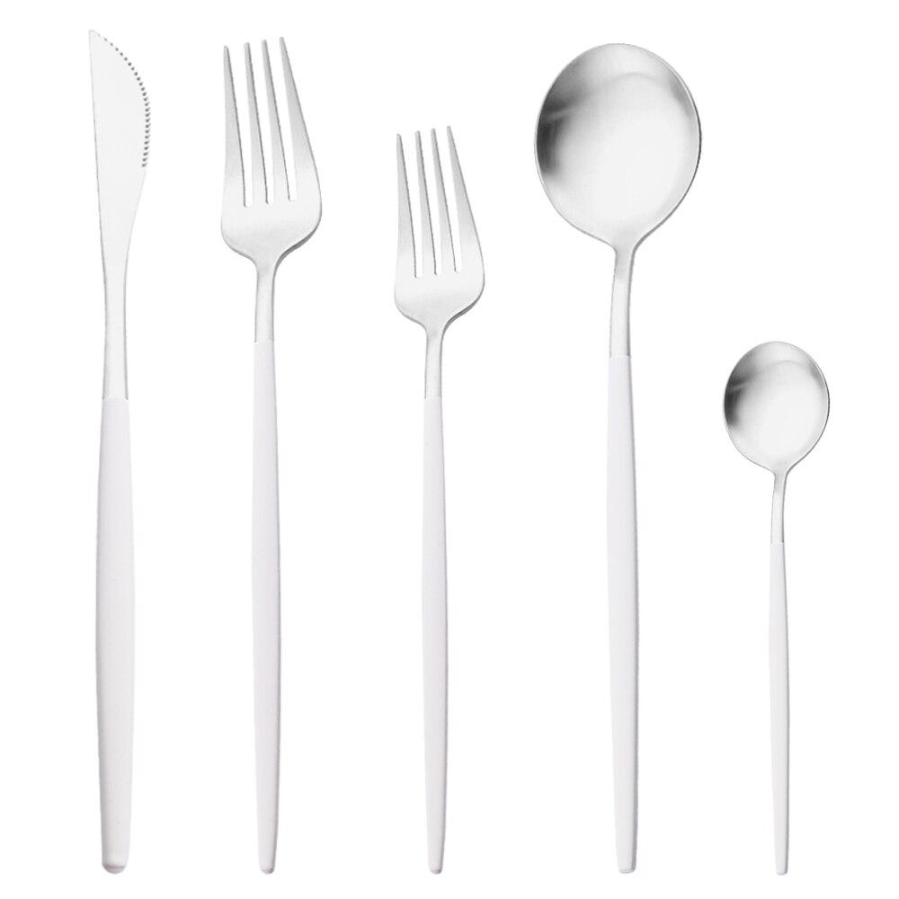 Матовая посуда из нержавеющей стали, набор столовых приборов из розового золота, нож, десертная вилка, чайная ложка, набор столовых приборов, кухонное серебро, посуда