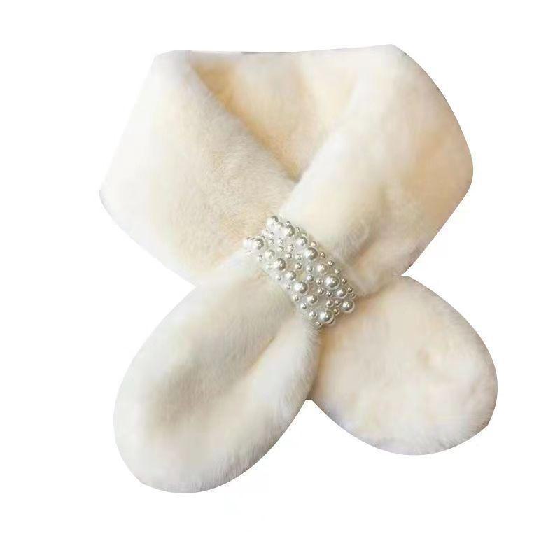 Женский плюшевый шарф: Высококачественный, корейский стиль, искусственный мех кролика, густой и теплый для осени/зимы