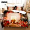 Камин Рождественский комплект постельного белья Пододеяльник Комплект постельного белья 3D Цифровая печать Постельное белье Queen Size Комплект постельного белья Модный дизайн