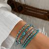 5Pcs Elastic Turquoise Beads Bracelet Bohemian Hand Chain New Beaded Bangles Set  Jewelry