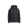 Solid Color Zip-Up Down Jacket With Logo Print Unisex Outerwear Black HN2134