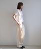 GRIDAJ Natural Washed Cotton Double-Pleat Wide Pants _ Ivory
