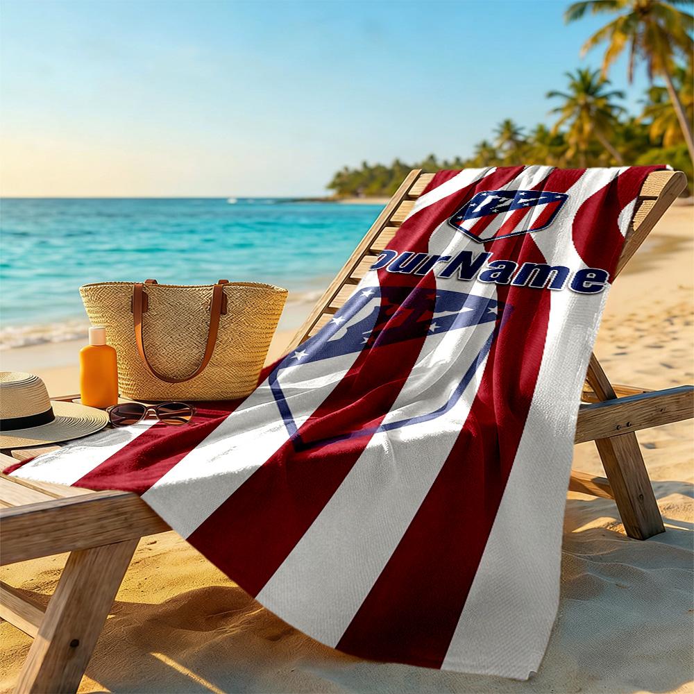 Atletico Madrid Customize Text Beach Towel Quick-Dry Soft Microfiber