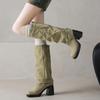 Женские сапоги на высоком каблуке осень и зима новые сексуальные темпераментные толстый каблук квадратный носок большой размер полусапоги