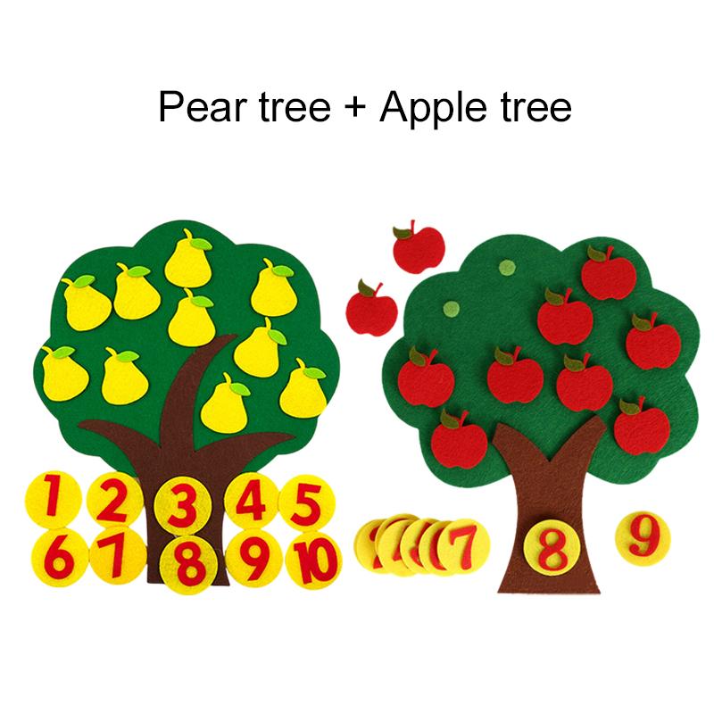 Дерево с фруктами Цифровые игрушки Детский пазл из нетканого фетра Монтессори Раннее детство Игрушка для взаимодействия ребенка и родителя TMZ
