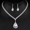 Stylish, Elegant Sparkling Diamond Luxury Water Drop Bridal Set, Bridal Accessories Necklace Earrings, Set