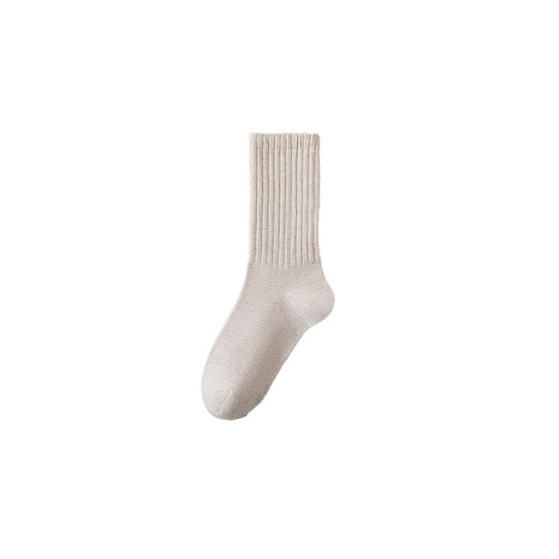 Female Autumn and Winter Cotton Pure Color Leisure Comfortable All Kinds of Anti Bacterial Deodorant Tube Socks