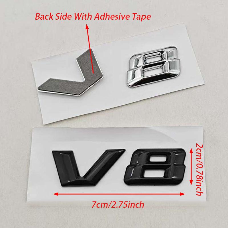 3D ABS Chrome Letters Car Fender Badge Sticker V8 Emblem Logo For Mercedes Maybach S600 W222 S500 W140 CL600 M275 CLS63 tu1