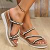 Lucyever Fashion Pearls Wedge Heels Sandals Women 2024 Plus Size Platform Slippers Women Casual Open Toe Summer Shoes Female 43