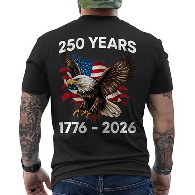 250 лет 1776-2026 250-й День рождения Америки Патриотический американский орел НА СПИНЕ Футболка