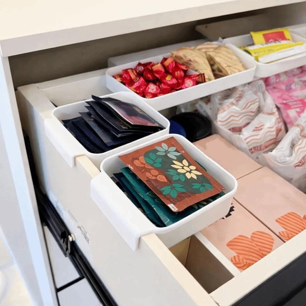 4PCS Wall Mounted Hanging Storage Box Plastic Drawers Hanging Organizer  Kitchen