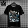 2024 Japanese Style Men's T-Shirt Samurai Cat Pattern T-Shirt Casual Loose Short Sleeved Tees Oversized Men Clothing Tops Summer