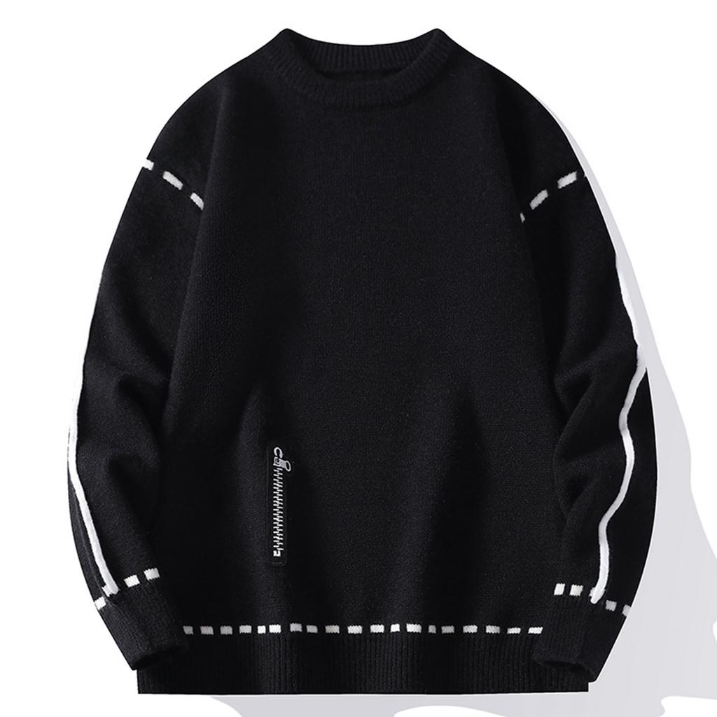 Men's Fashion Knitting Pullover Long Sleeves Loose Round Neck Sweater