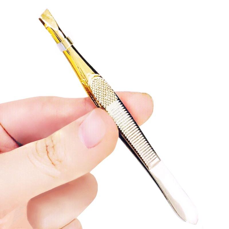 Stainless Steel Gold-plated Eyebrow Clip Eyebrow Tweezers Beauty Tools