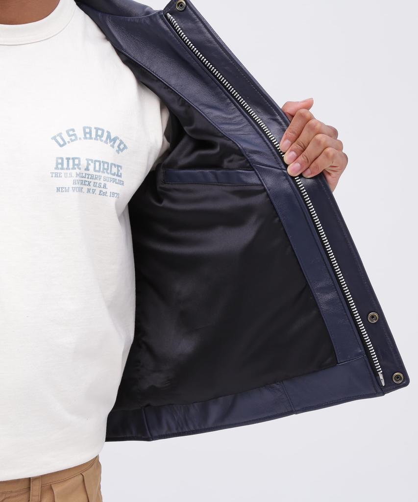 AVIREX Tomcat Leather Size XL Navy Men's Jacket, (120), (Product Code 783-4250005)