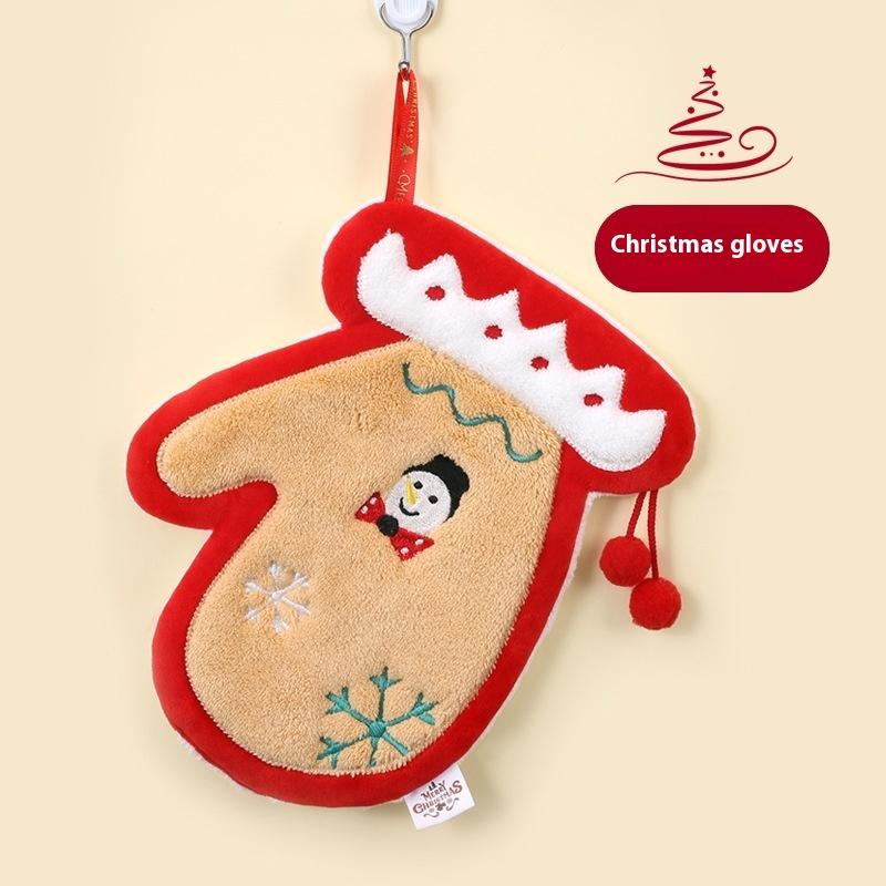 Cute Christmas Cleaning Towel Coral Velvet Hand Towel Snowman Bathroom Hanging Absorbent Dishcloth Soft Cleaning Cloth Rag